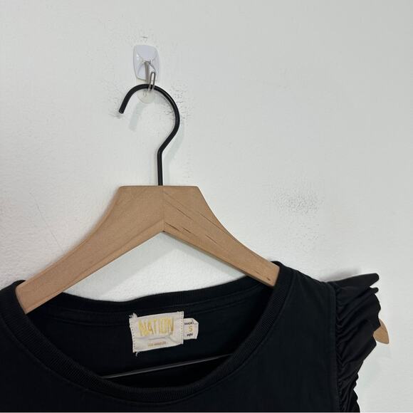 NATION LTD Sissy Ruffled Black Dress Tiered Midi Sundress size Small - Picture 7 of 10